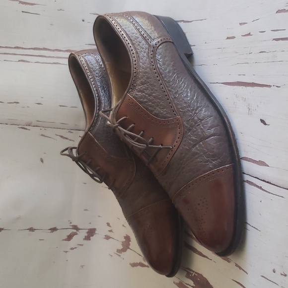 Johnston & Murphy 12 toe cap patent ant textured soft leather formal men… - Picture 4 of 8